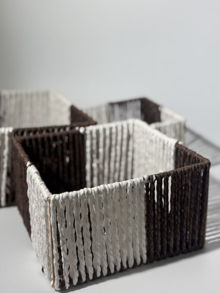 سلة قش 3 قطع مربع